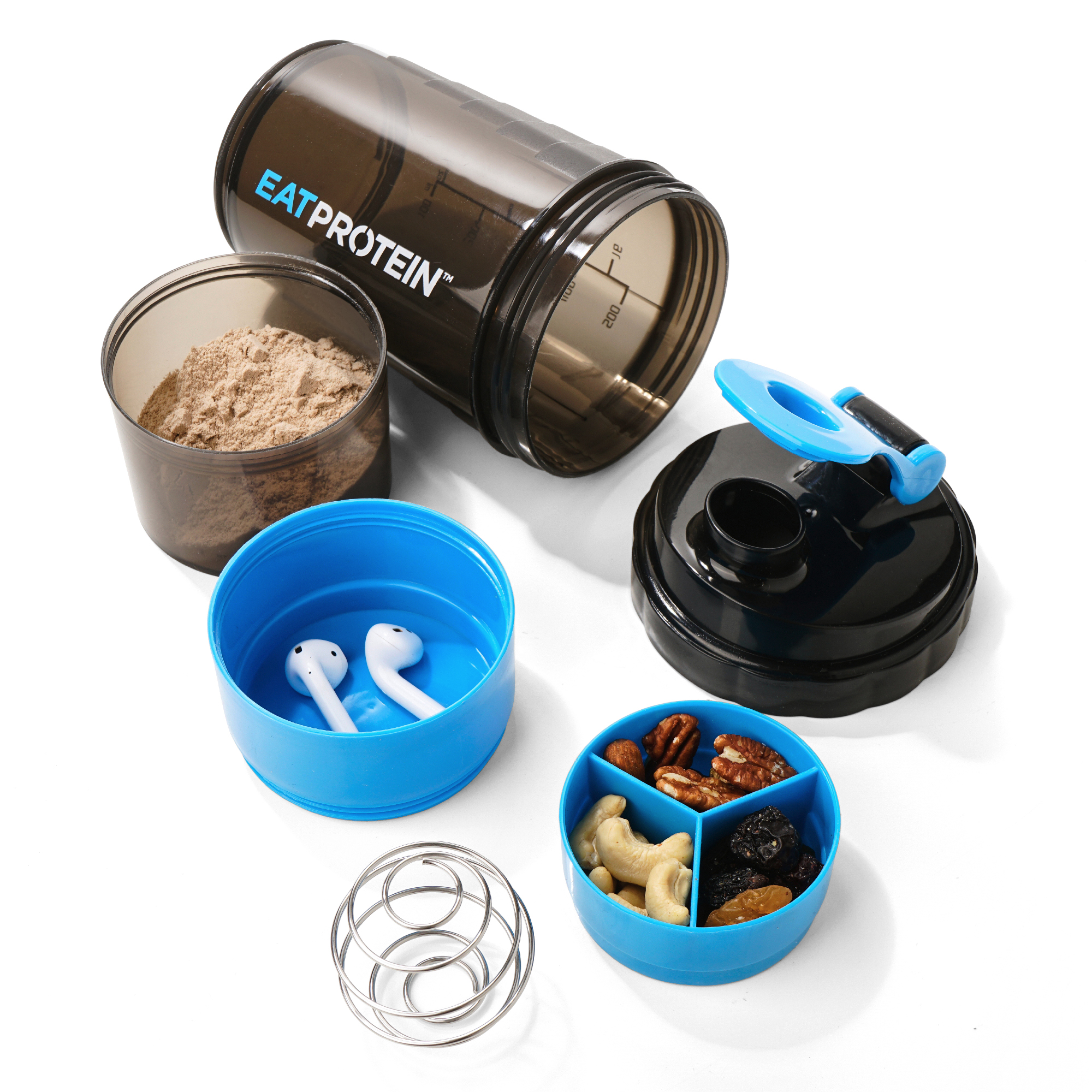 Protein Shaker Bottle 500ml/17oz - Black/Blue - Image 9
