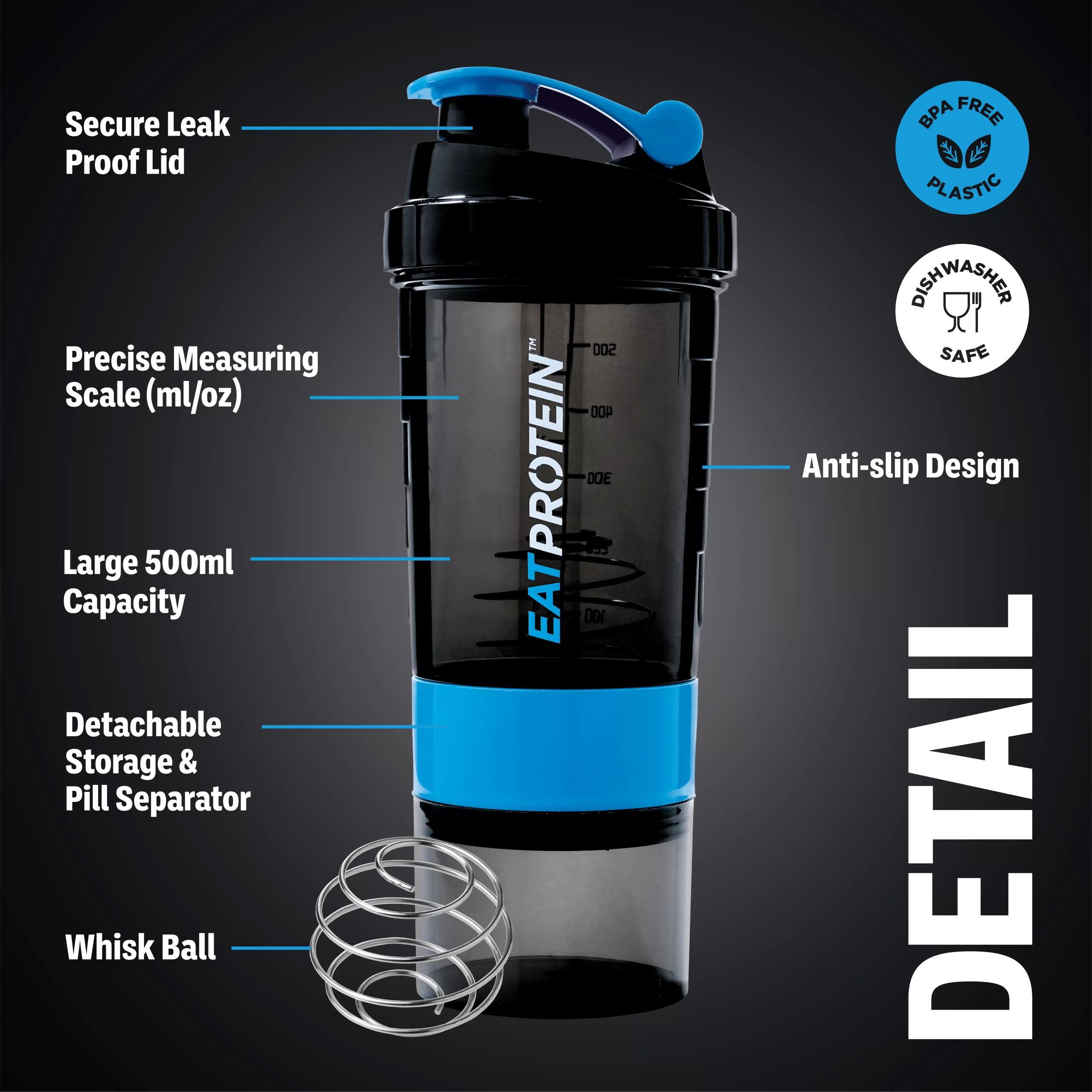 Protein Shaker Bottle 500ml/17oz - Black/Blue - Image 2