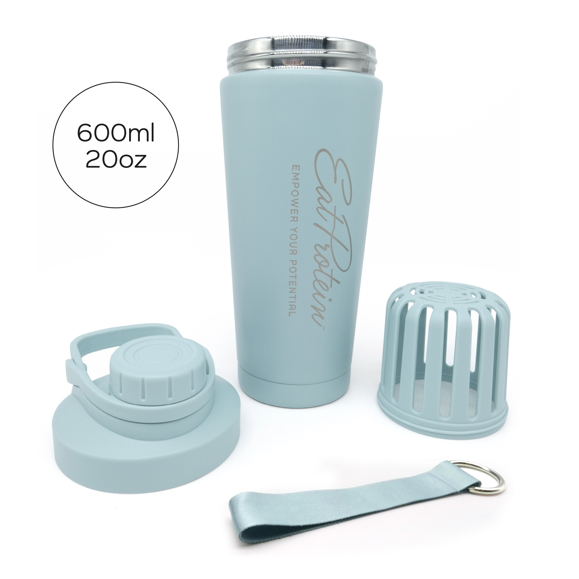 Stainless Steel Insulated Water Bottle + Shaker (600ml) Green - Image 8