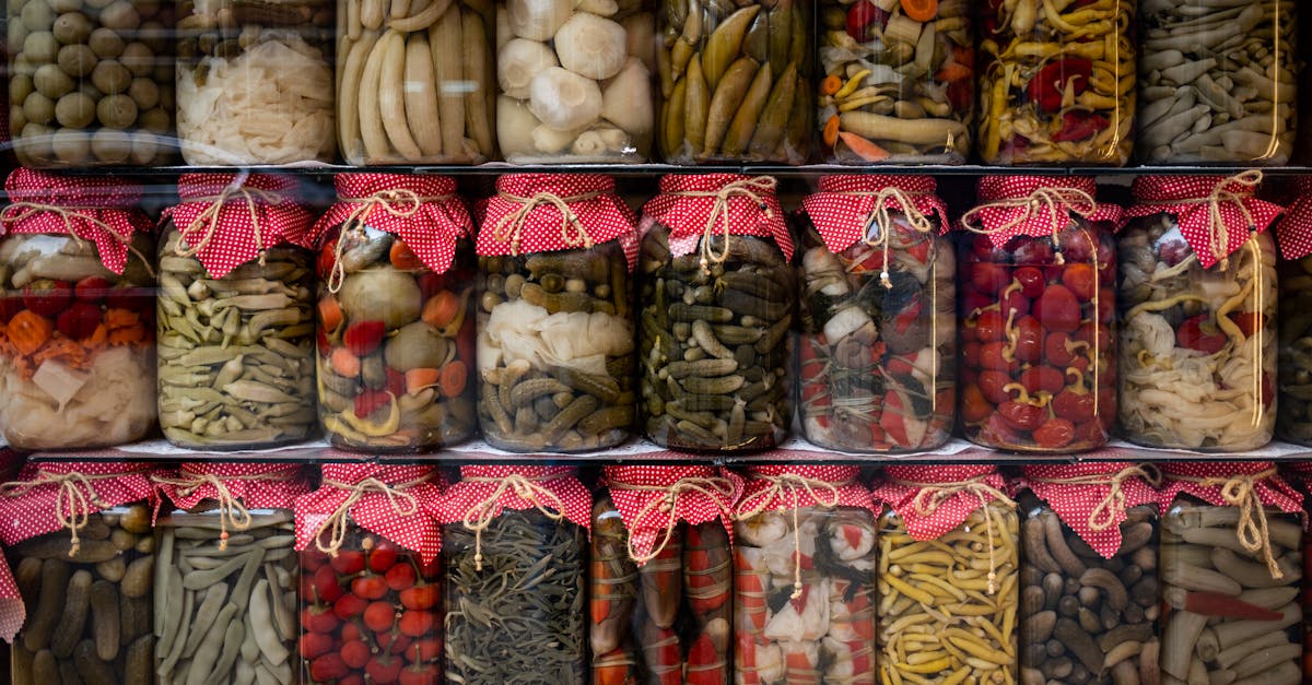 Jars of fermented vegetables and pickles — natural probiotics for gut health